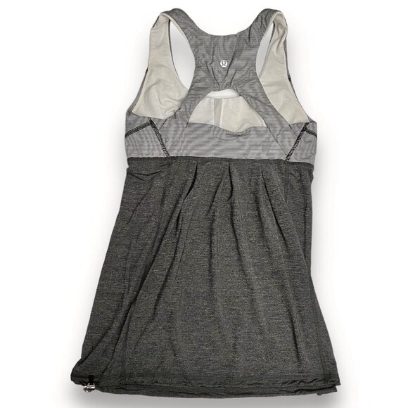 Lululemon Run Your Heart Out Tank Racerback Heathered Black White Microstripe 8 - Picture 9 of 14